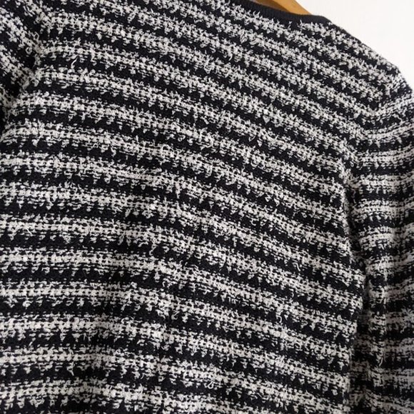 Loft Boucle Black and White Striped Cardigan Size S - Picture 9 of 9